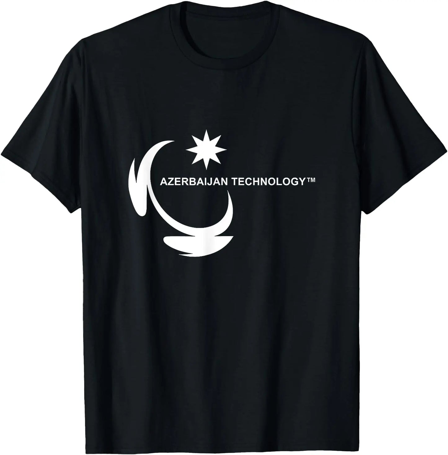 Men's Classic Graphic T-Shirt, Short Sleeve Crew Neck in 100%25 Cotton with Azerbaijan Technology Funny Meme Print, Top