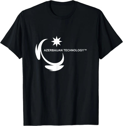 Men's Classic Graphic T-Shirt, Short Sleeve Crew Neck in 100%25 Cotton with Azerbaijan Technology Funny Meme Print, Top