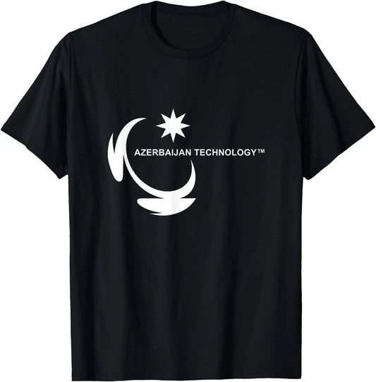 Men's Classic Graphic T-Shirt, Short Sleeve Crew Neck in 100%25 Cotton with Azerbaijan Technology Funny Meme Print, Top
