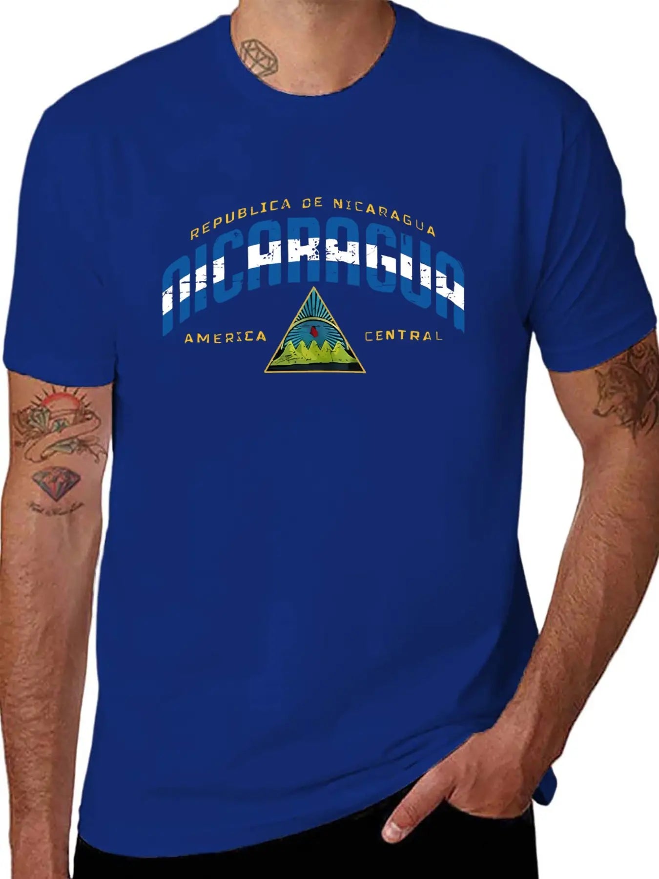 Men'S Casual "Republica de Nicaragua" Graphic T-Shirt - Short Sleeve, Round Neck, Lightweight & Breathable, Ideal for Summer & Spring Outdoor Activities, Outdoor Clothing | Graphic Tee | Comfortable Fit, Nicaragua Shirt