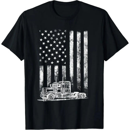 100%25cotton Truck Driver American Flag Trucker Vintage Men Women Gift T-Shirt Menswear Top