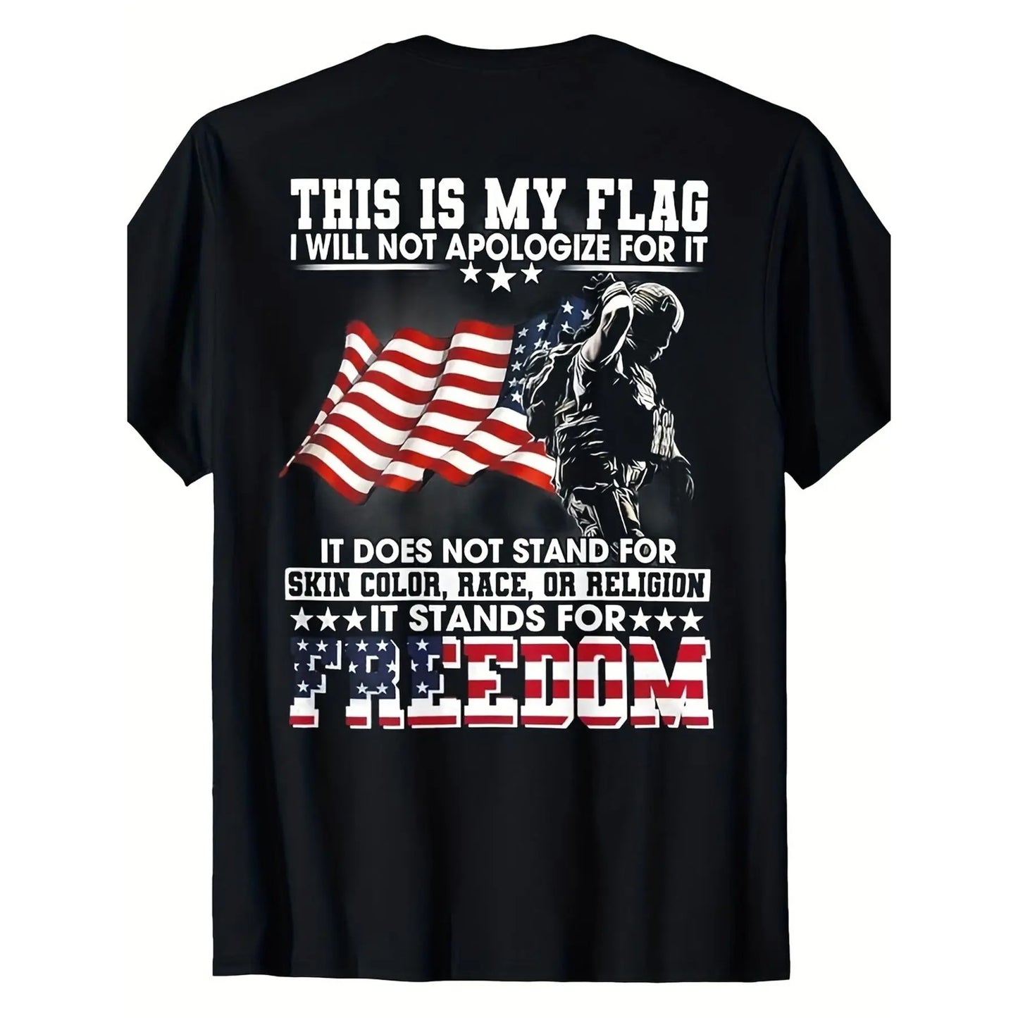 This Is My Flag I Will Not Apologize For It T-Shirt - Bold Statement Tee Featuring American Flag Graphic and Muscle Silhouette - Perfect for Patriotic Events, Freedom Celebrations, and Everyday WearUnisex Crew neck T-shirt for Men And Women,