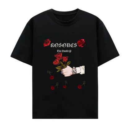 Casual Tito Double P T-Shirt, Vintage-Style Rosones Graphic Top in 100%25 Cotton, Unisex Streetwear with Classic Fit
