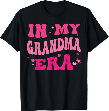 In My Grandma Era Baby Announcement for Grandma Mother's Day Summer Casual Shortsleeve Cotton T-Shirt Top Streetwear