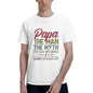 Oversized Round Neck Short-Sleeve Unisex Papa "The Myth The Bad Influence" Graphic Tee, High-Quality Comfortable Casual Men's Top, 2026 Summer Trendy Streetwear, Father's Day Men's Gift, All-Over Print, Medium Length