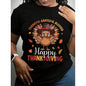 Women's Plus Size Thanksgiving Graphic T-Shirt, Casual Short Sleeve 100%25 Cotton Top with Round Neck and Pumpkin Print, Fabric