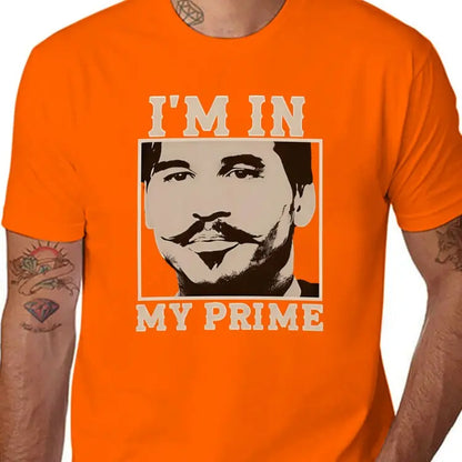 Vintage Tombstone Graphic T-Shirt for Men | Doc Holiday "I'm In My Prime" Print | Relaxed Fit Cotton Streetwear with Shortsleeve Crew Neck