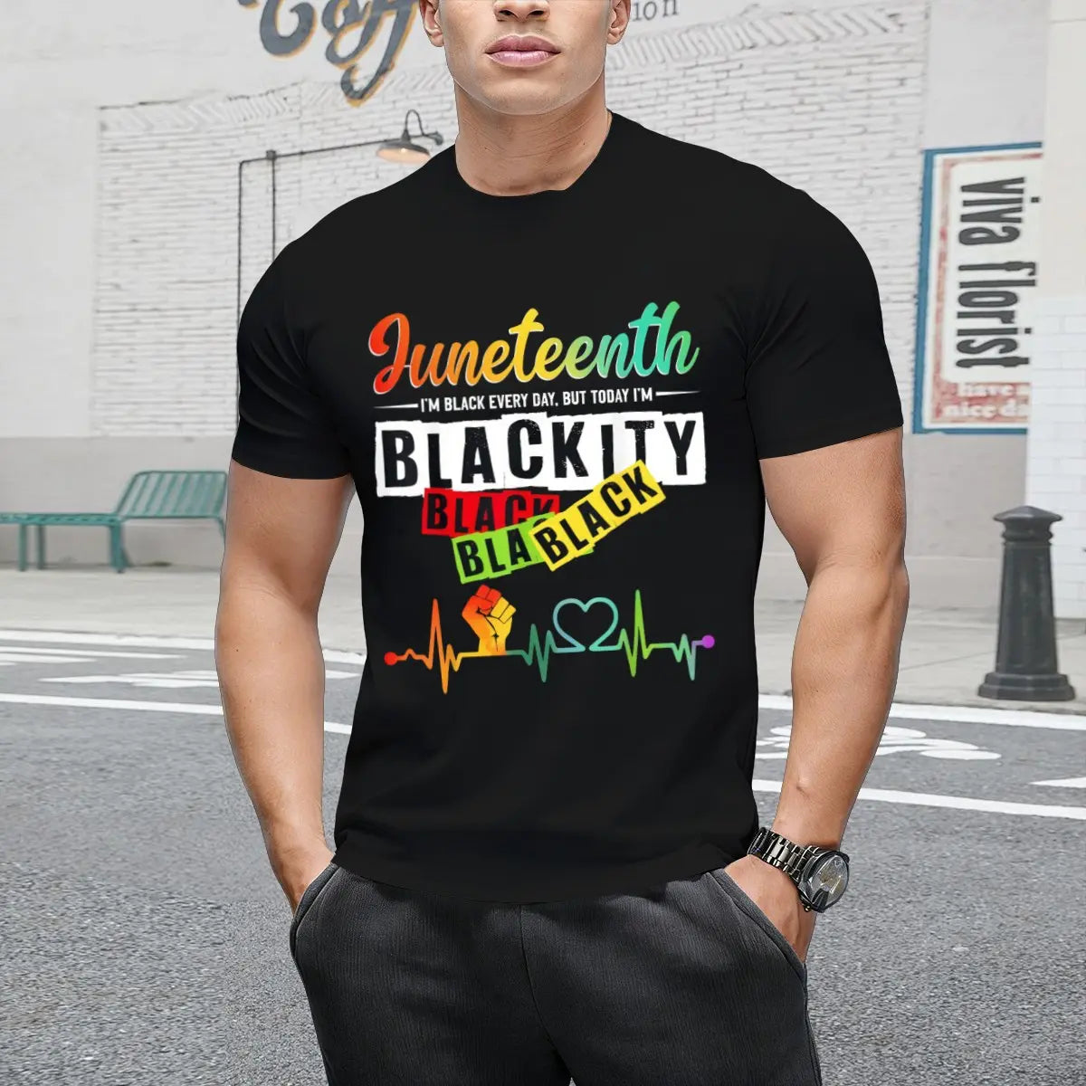 Juneteenth Blackity Heartbeat Black History African America T-Shirt