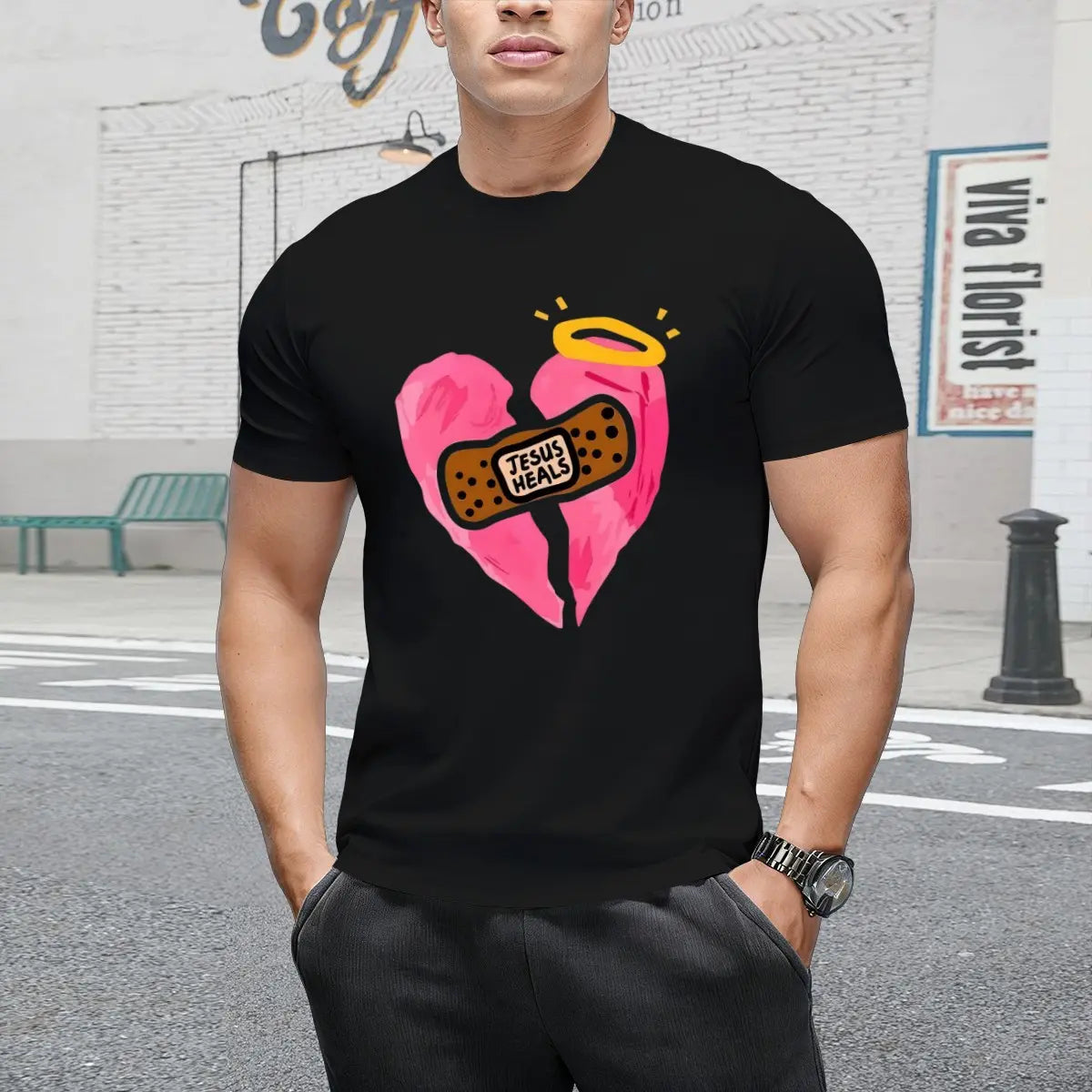 Jesus Heals Christian  Cotton T-Shirt good graphic tees