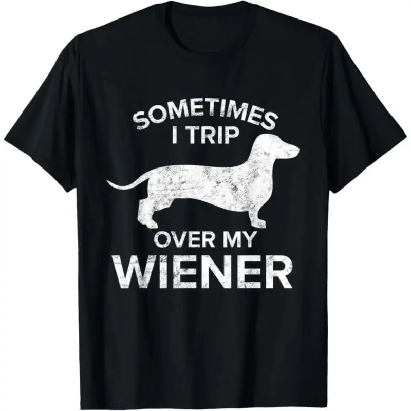 Guys' 100%25 Cotton Short-Sleeve Round Neck Sporty Sports Top T-Shirt - "Sometimes I Trip Over My Wiener Dog" Dachshund Themed Casual Gift, Shortsleeve, Tshirt