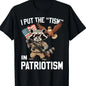 Funny Raccoon Patriotism Graphic T-Shirt "I Put the Tism in Patriotism" Retro USA Streetwear Tee for Men & Women, Fourth of July BBQ Outfit, Viral Meme Shirt