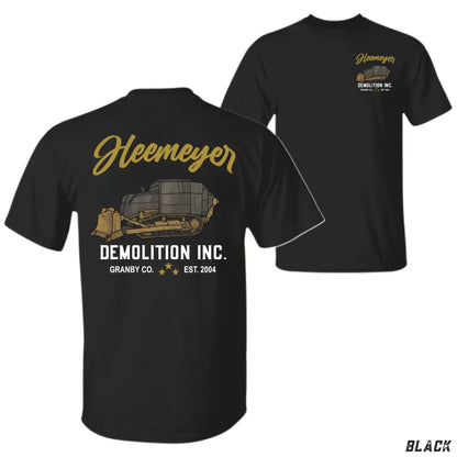 Heemeyer Demolition Dozer Graphic Tee, Plus Size Y2K Industrial Streetwear, Double Sided Print Heavy Machinery Men Summer T-Shirt