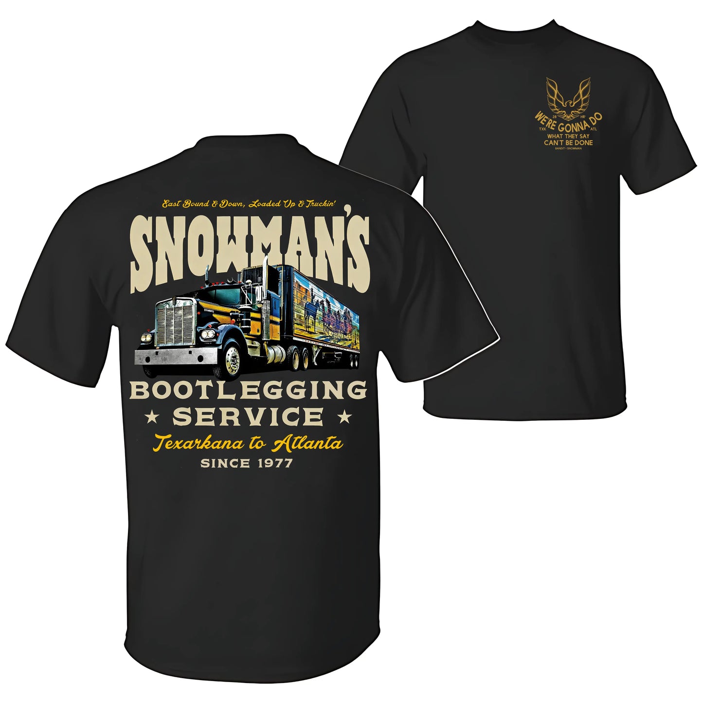 Snowman's Bootlegging Service 2-Side T-Shirt, Smokeyy and The Bandiit , Unisex Trendy Shirt Gift for Movie Fans, Gift for Him, Movie Merch brent rivera merch eugene  Hip Hop Rapper Concert cape let emo clothes unknown good graphic tees