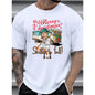 1pc Vintage Style Christmas Graphic Tee, Men'S Casual Plus Size T-Shirt with "Merry Christmas Shitter'S Full" Print, Polyester Knit Fabric, Round Neck, Loose Fit, Summer Season Top