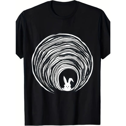 Conspiracy Rabbit Vortex Spiral Theory T-Shirt - Retro Rabbit Hole Graphic Cotton Tee for & - Comfortable Crew Neck Shirt for Birthdays, Gifts, Casual Wear - All-Season Breathable Top