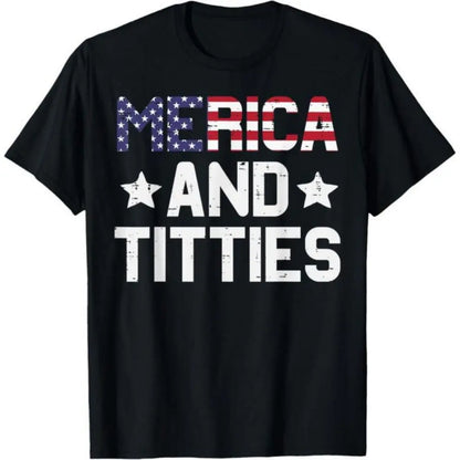 Men's 100%25 Cotton Unisex 4th of July Merica Funny Patriotic Adult Humor Tshirt - Menswear, Casual, Classic Tops