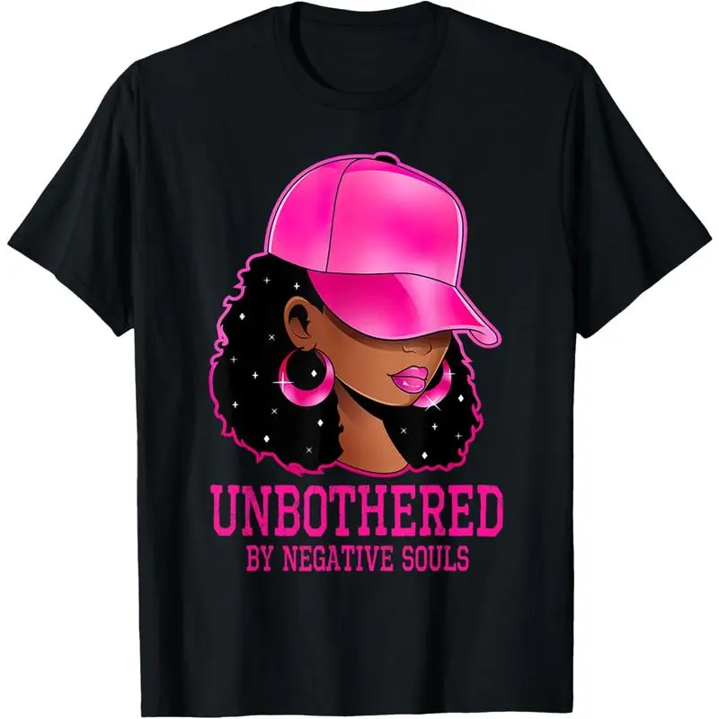 Women's 100%25 Cotton Short-Sleeve Casual Everyday Streetwear Top - Afro Queen Sassy Unbothered Black Woman Graphic T-Shirt