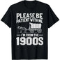 Funny "Please Be Patient I'm From the 1900s" Over the Hill Short-Sleeve Round Neck Casual Sports Top, Sporty Shortsleeve Streetwear Athletic Top, Casual Sports Tops