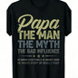 Oversized Round Neck Short-Sleeve Unisex Papa "The Myth The Bad Influence" Graphic Tee, High-Quality Comfortable Casual Men's Top, 2026 Summer Trendy Streetwear, Father's Day Men's Gift, All-Over Print, Medium Length
