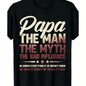 Oversized Round Neck Short-Sleeve Unisex Papa "The Myth The Bad Influence" Graphic Tee, High-Quality Comfortable Casual Men's Top, 2026 Summer Trendy Streetwear, Father's Day Men's Gift, All-Over Print, Medium Length