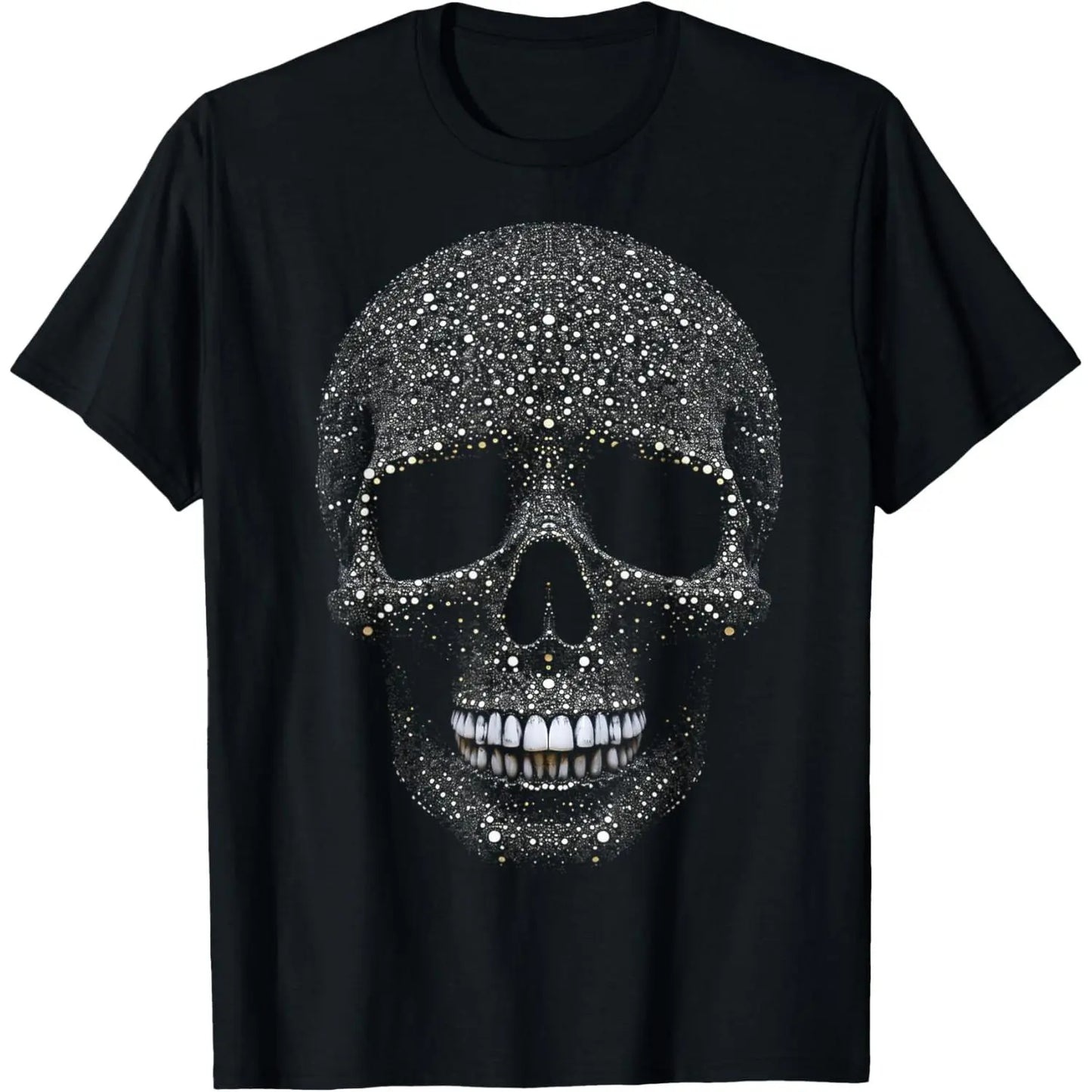 HAGBDH Men's Casual Cotton T-Shirt with Crystal Skull Tee – Intricate Rhinestone Gothic Design Short Sleeves -  Teeshirts,Graphic Tees Stream Elements Shirt,Graphic Tees Stream Elements Shir graphic tees me