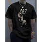 Men's & 's Ronaldo-Inspired CR7 Logo Design T-Shirt - White 'R' & '7' Lettering, Breathable Polyester Knit, Casual Round Neck Short Sleeve Tee for Fans, Casual Attire & Apparel