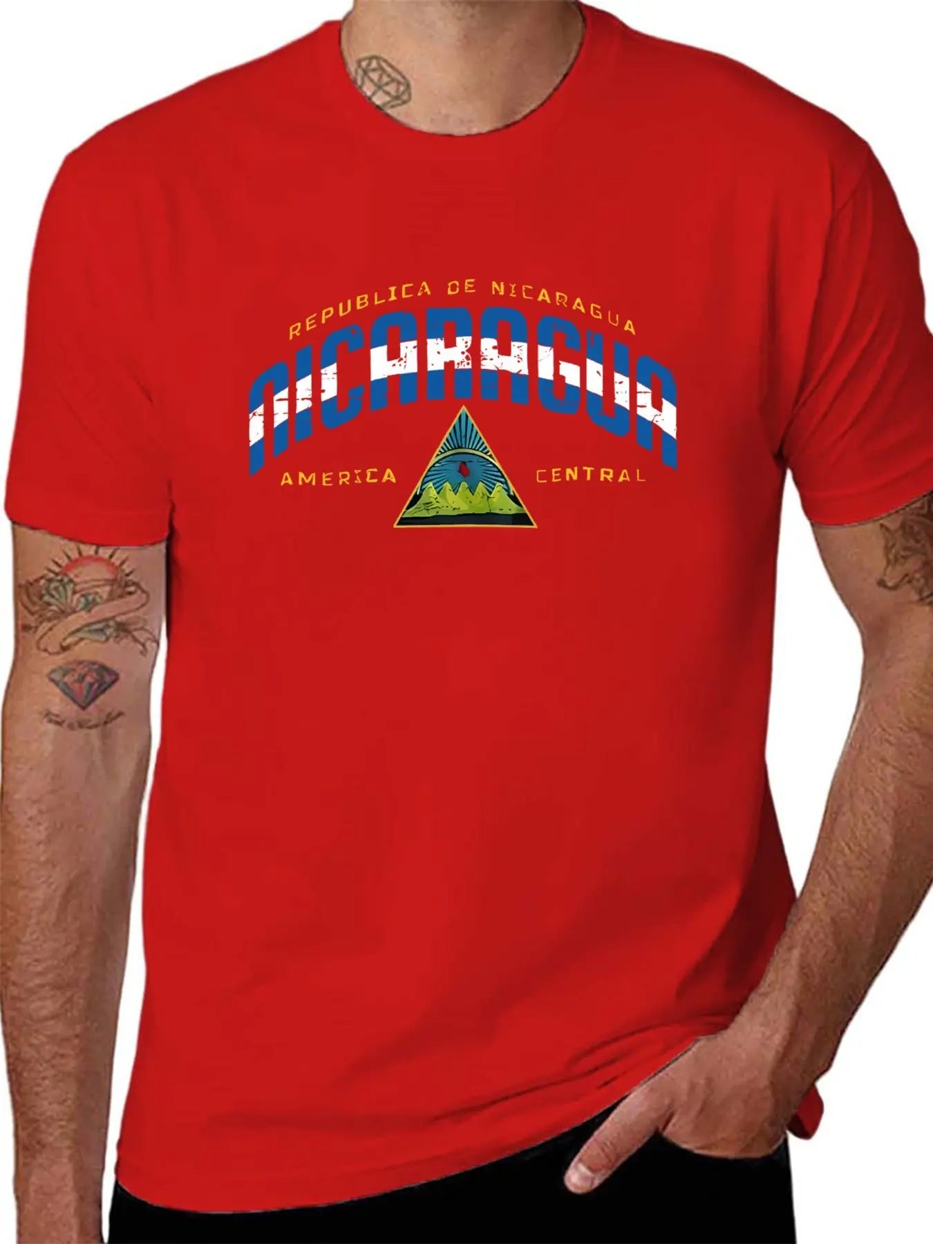 Men'S Casual "Republica de Nicaragua" Graphic T-Shirt - Short Sleeve, Round Neck, Lightweight & Breathable, Ideal for Summer & Spring Outdoor Activities, Outdoor Clothing | Graphic Tee | Comfortable Fit, Nicaragua Shirt
