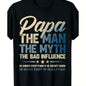 Oversized Round Neck Short-Sleeve Unisex Papa "The Myth The Bad Influence" Graphic Tee, High-Quality Comfortable Casual Men's Top, 2026 Summer Trendy Streetwear, Father's Day Men's Gift, All-Over Print, Medium Length