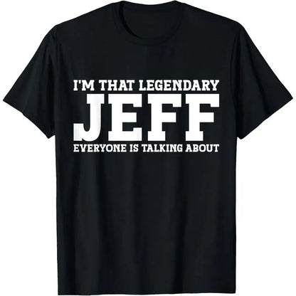Menswear Casual Short-Sleeve Jeff Print T-Shirt - Unisex, Made in USA