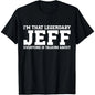 Menswear Casual Short-Sleeve Jeff Print T-Shirt - Unisex, Made in USA