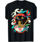 Festive Delight | Men's Cute Cat Ramen Graphic T-Shirt - 100%25 Cotton, Crew Neck, Short Sleeve, Regular Fit, All-Season Casual Wear, Ideal for Valentine's, New Year's, Father's Day, Christmas, Allseason Apparel | Whimsical Design | Comfortable Fit