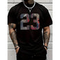 Men's 23 Graphic Printed T-Shirt - Menswear Short-Sleeve Top, 100%25 Cotton Round Neck, Casual Fashionable Versatile, Comfortable Breathable, Machine Washable, All-Season Wear