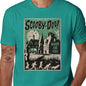 Women's Streetwear Graphic Tee with a Scary House Mystery Cartoon Print, Casual Black Short Sleeve Top