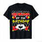Men's "Daddy of the Birthday Boy" Graphic T-Shirt - Black, Casual, Shortleeve Crewneck Top, Menswear Streetwear Trendy Tshirts with Colorful Heart & Confetti Design, Ideal for Family Celebrations, Comfortable Fit
