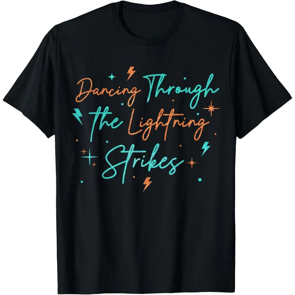 Retro Graphic Print Cotton Tee Music Show Dancing Through The Lightning Strikes T-Shirt