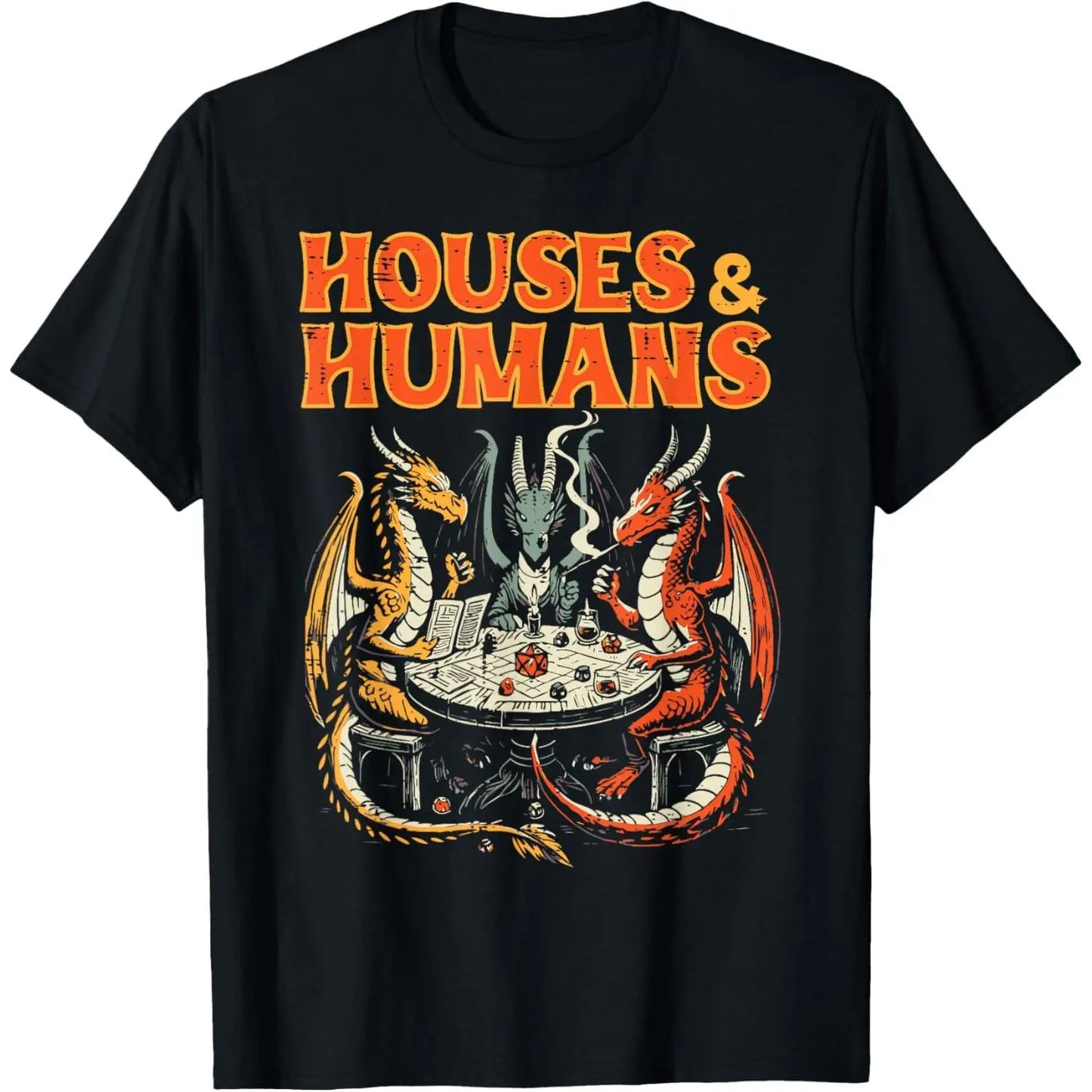 Men's Casual Round Neck Short-Sleeve Gaming House RPG Parody Funny T-Shirt, Menswear Top