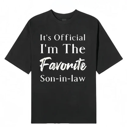 Men's "Favorite Son-in-Law" Letter Pattern Round Neck Short-Sleeved T-Shirt Classic 100%25 Cotton Dark Blue Breathable Stylish Casual Top