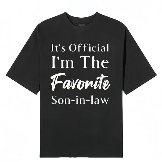Men's "Favorite Son-in-Law" Letter Pattern Round Neck Short-Sleeved T-Shirt Classic 100%25 Cotton Dark Blue Breathable Stylish Casual Top