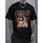 Men's Cleveland Football Graphic T-Shirt - 100%25 Cotton Regular Fit Short Sleeve Tee with Bold Flame Print, All-Season Casual Wear & Classic Holiday Gift for Sports Fans