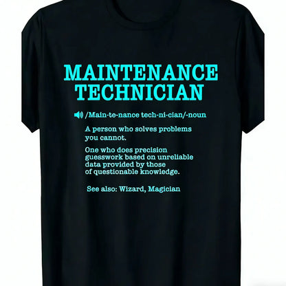 100%25 Cotton Maintenance Technician Repair Worker Handyman T-Shirt - Soft Breathable Casual Round Neck Tee with Handyman & Tools Graphic Print, Unisex for Men & Women, Machine Washable Workwear Gift Crewneck Menswear Tshirt