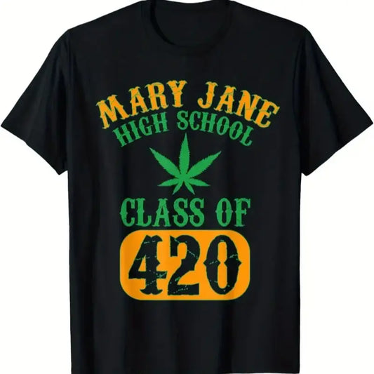 100%25 Cotton Men'S 420 Graphic T-Shirt, 100%25 Cotton Fabric, Round Neck, Short Sleeve