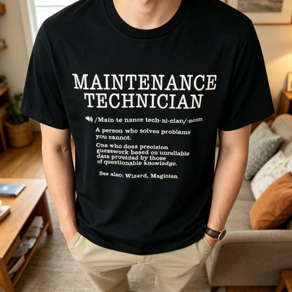 100%25 Cotton Maintenance Technician Repair Worker Handyman T-Shirt - Soft Breathable Casual Round Neck Tee with Handyman & Tools Graphic Print, Unisex for Men & Women, Machine Washable Workwear Gift Crewneck Menswear Tshirt