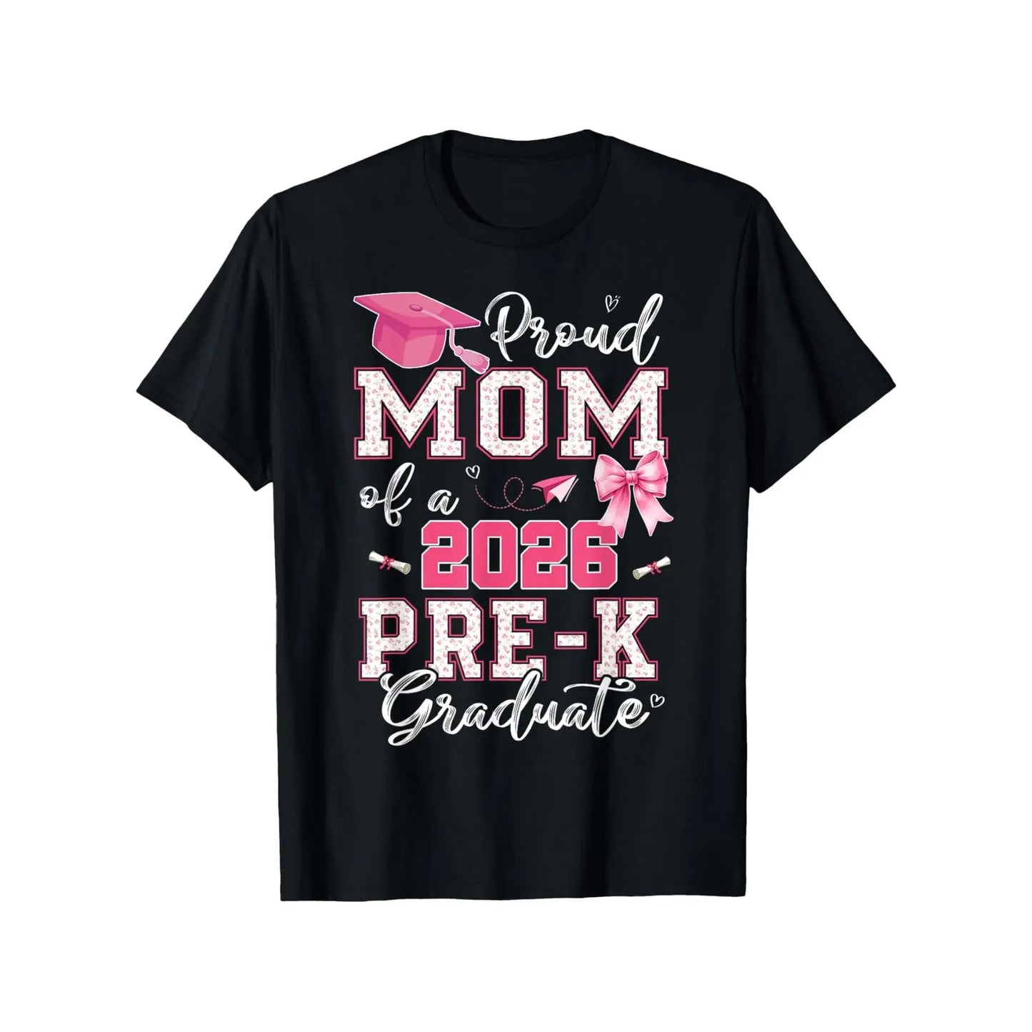 2026 Pre-K Graduation T-Shirt - Proud Mom of Pre-K Graduate, Loose Fit Casual Round Neck Tee with Diploma & Suitable for Pre-K Parties, Achievement Outfit (Comfortable Graduation Attire) Graphic Tshirt