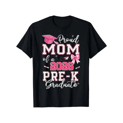 2026 Pre-K Graduation T-Shirt - Proud Mom of Pre-K Graduate, Loose Fit Casual Round Neck Tee with Diploma & Suitable for Pre-K Parties, Achievement Outfit (Comfortable Graduation Attire) Graphic Tshirt