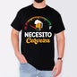 Men's Mexican Beer Themed Tshirt - Necesito Cerveza Funny Sayings, Short Sleeve, Casual Round Neck Streetwear Top