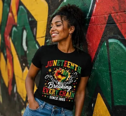 Juneteenth Shirts Men, Juneteenth Breaking Every Chain Shirt Women, Black History V-Neck Tshirt
