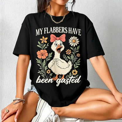 [Ssummer outfits]My Flabbers Have Been Gasted Shirt, Gag Gift Rude Goose Mood Snarky Animal Tee, Sarcastic Goose Humor T-Shirt, Attitude Adult Humor Fun Goose Teee