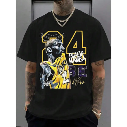 |     Kob.E Bryant |     Artistic Lakers Basketball Print Classic T-Shirt |     Popular Classic Apparel For Kobe Fans |     100%25 Cotton Loose Fit Printed Crew Neck Unisex Short-Sleeve T-Shirt |     European And American Fashion Brand Printed Base Layer
