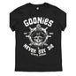 Men's Goonies Never Say Die Retro T-Shirt Officially Inspired 80s Movie Logo Iconic Skull Crossbones Pirate Design