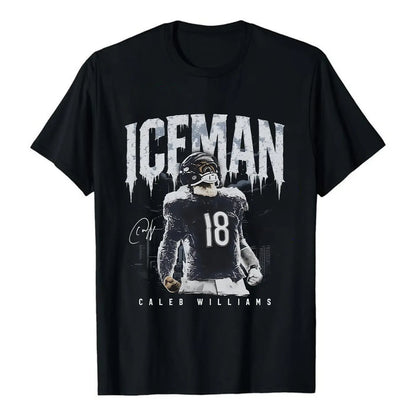 Unisex Caleb Williams Bears Iceman Signature Graphic T-shirt, 100%25 Cotton Football Lover Tee, Team Fan Gift Merch